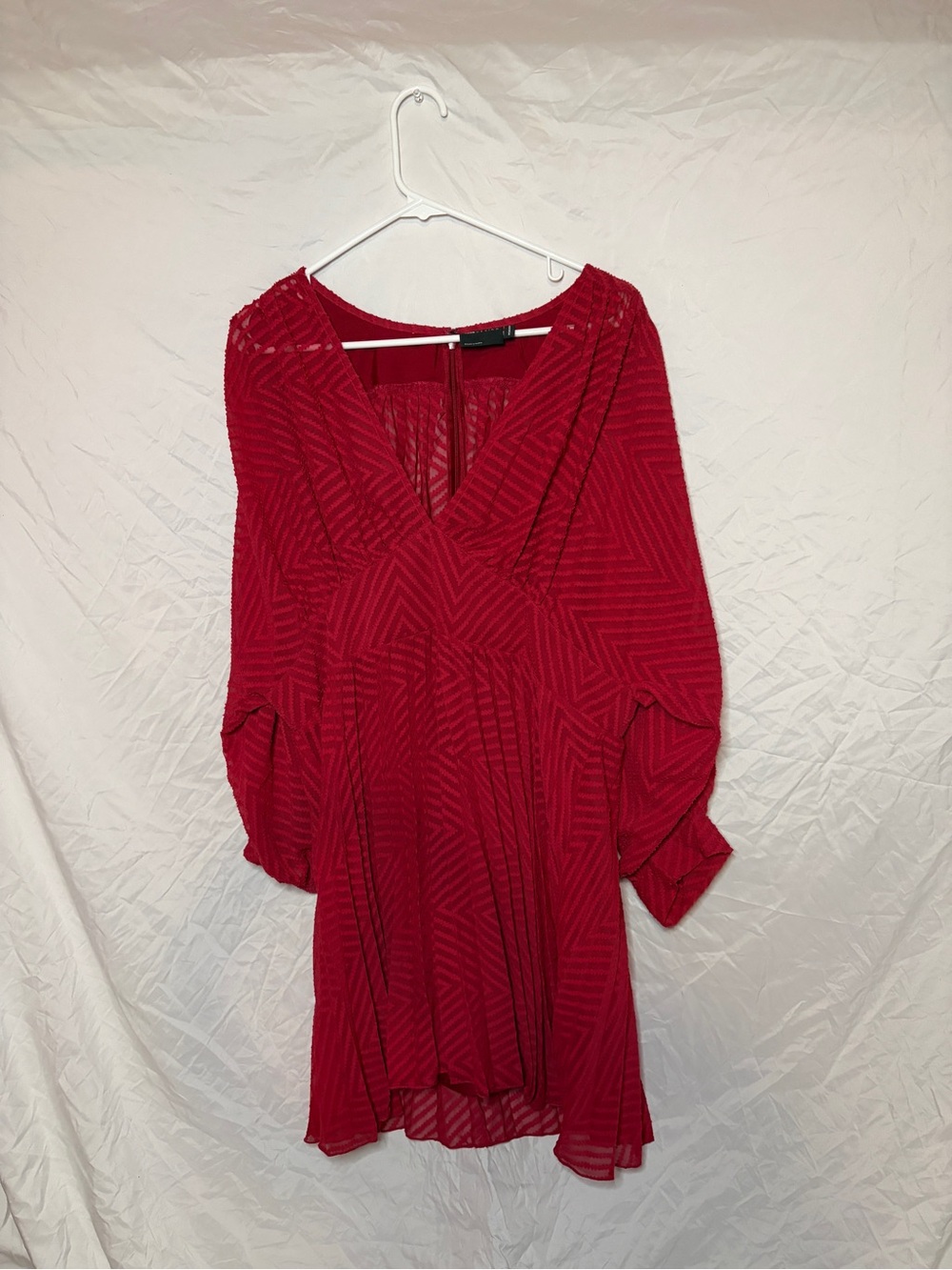 ASOS Design Dark Red V-Neck Long Sleeve Women's Dress Sz 14